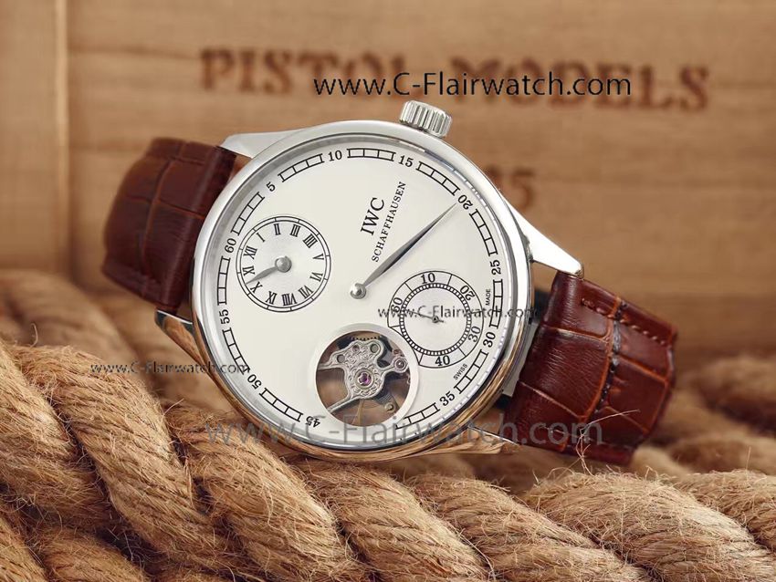 Best Quality Copy IWC Tourbillon Men Watch Brown Strap